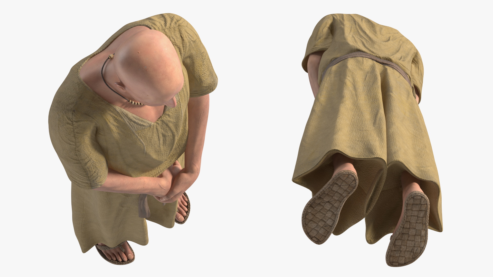 Ancient Priest Mourns an Altar with a Sarcophagus 3D model