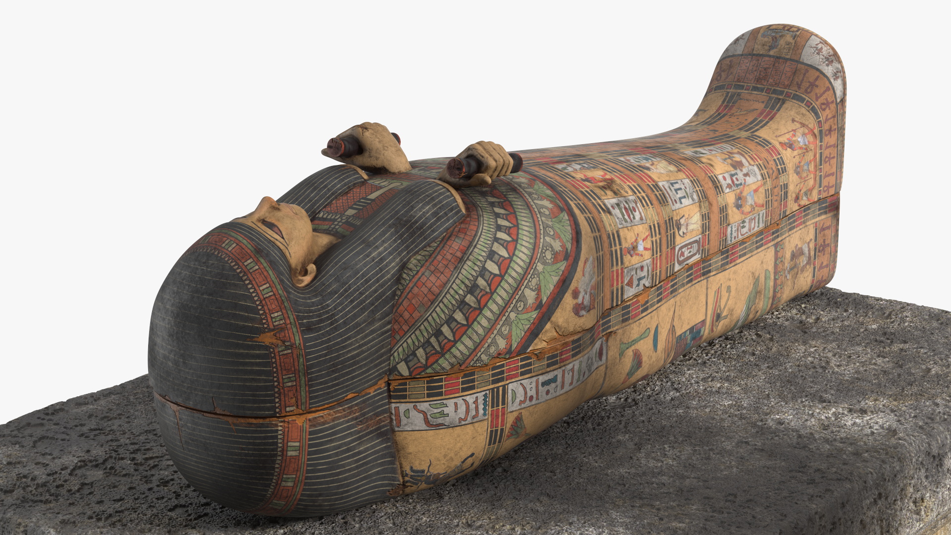 Ancient Priest Mourns an Altar with a Sarcophagus 3D model