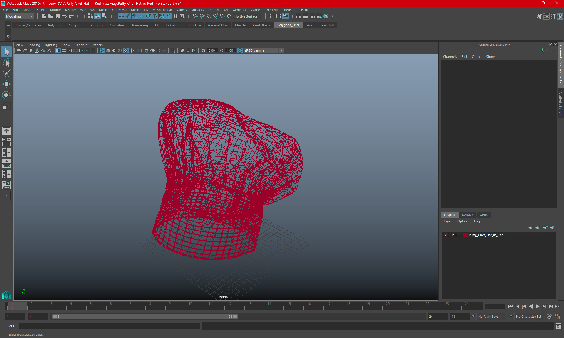3D Puffy Chef Hat in Red