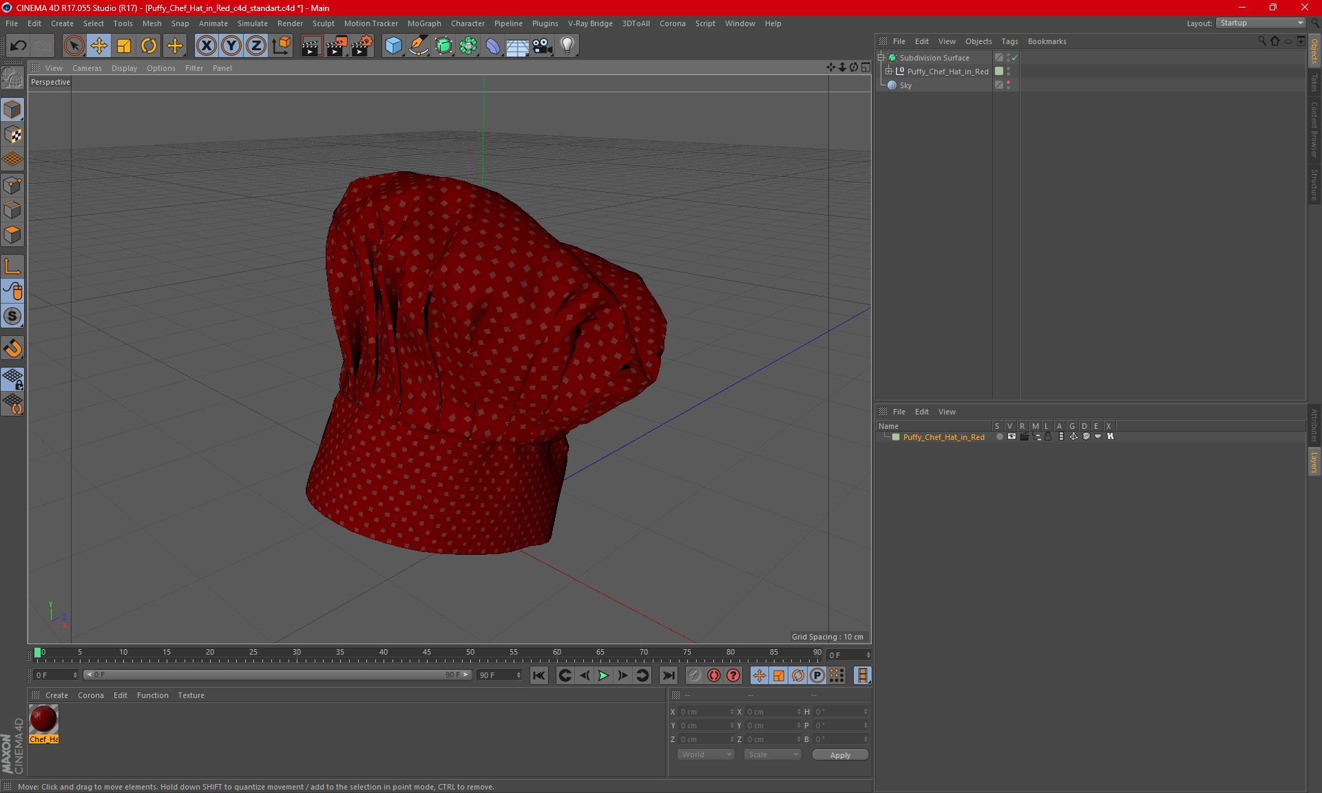 3D Puffy Chef Hat in Red
