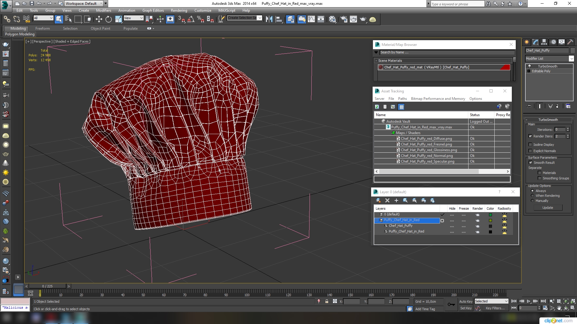 3D Puffy Chef Hat in Red