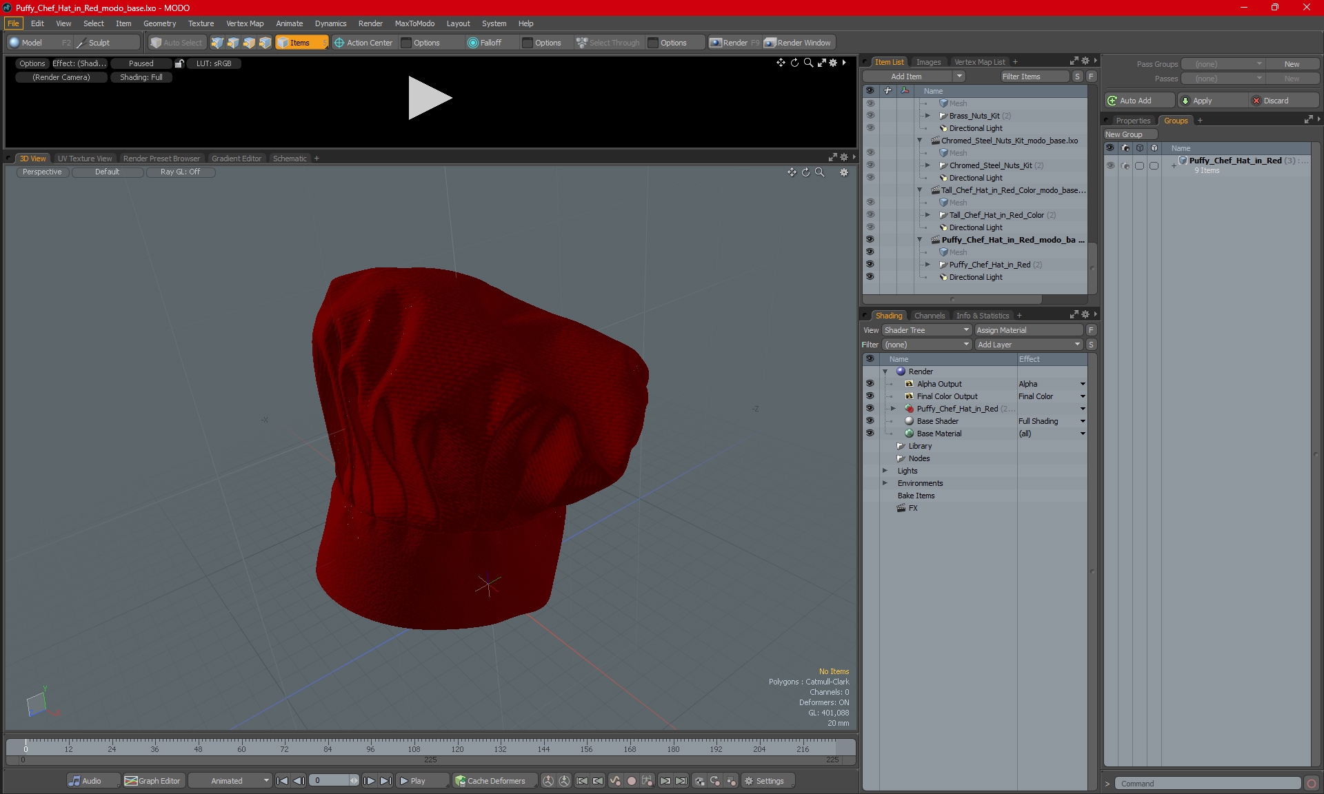 3D Puffy Chef Hat in Red