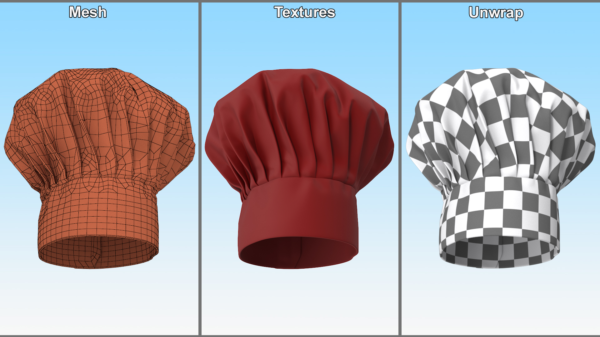 3D Puffy Chef Hat in Red