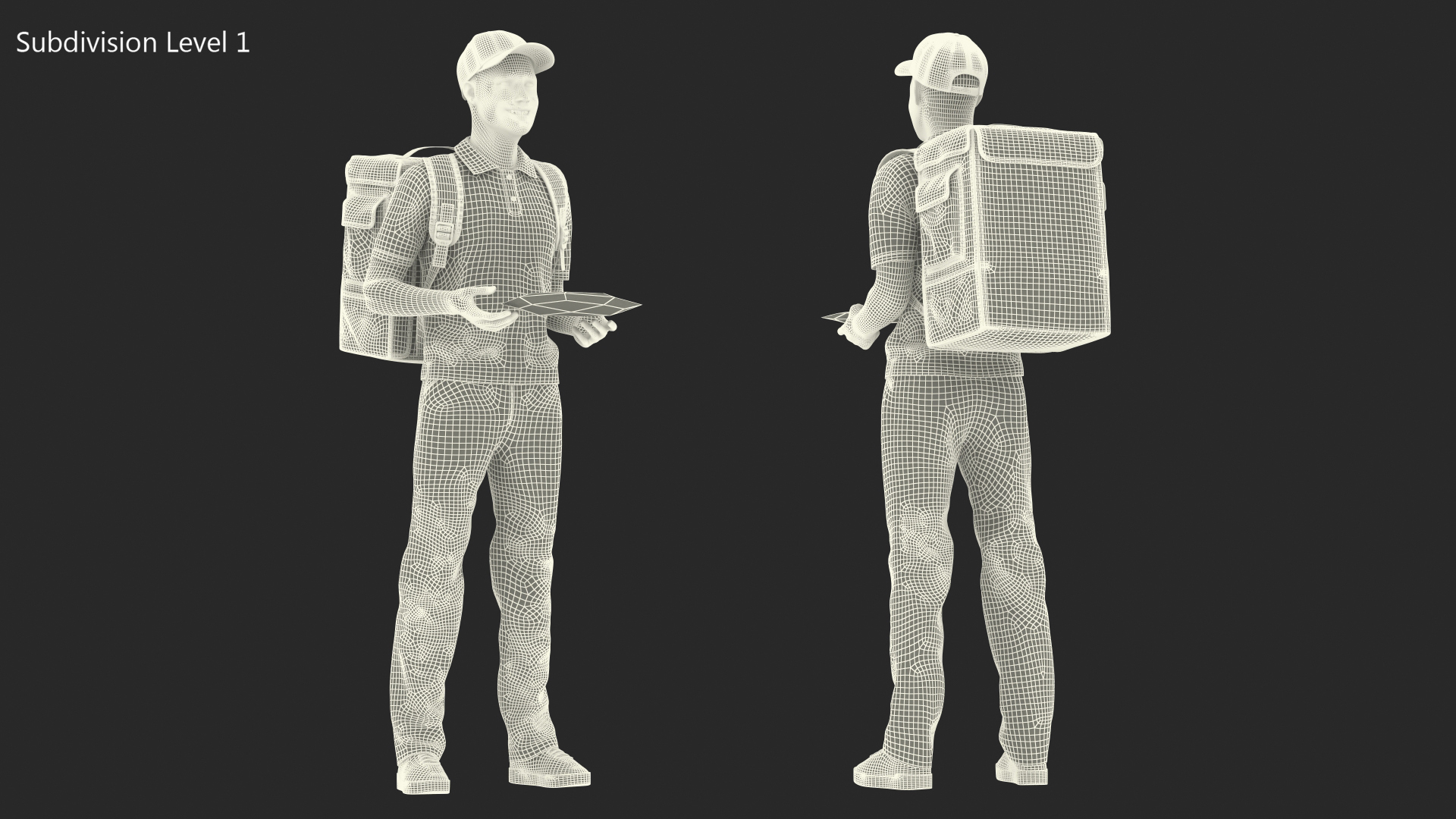 Delivery Man with Pizza Box 3D