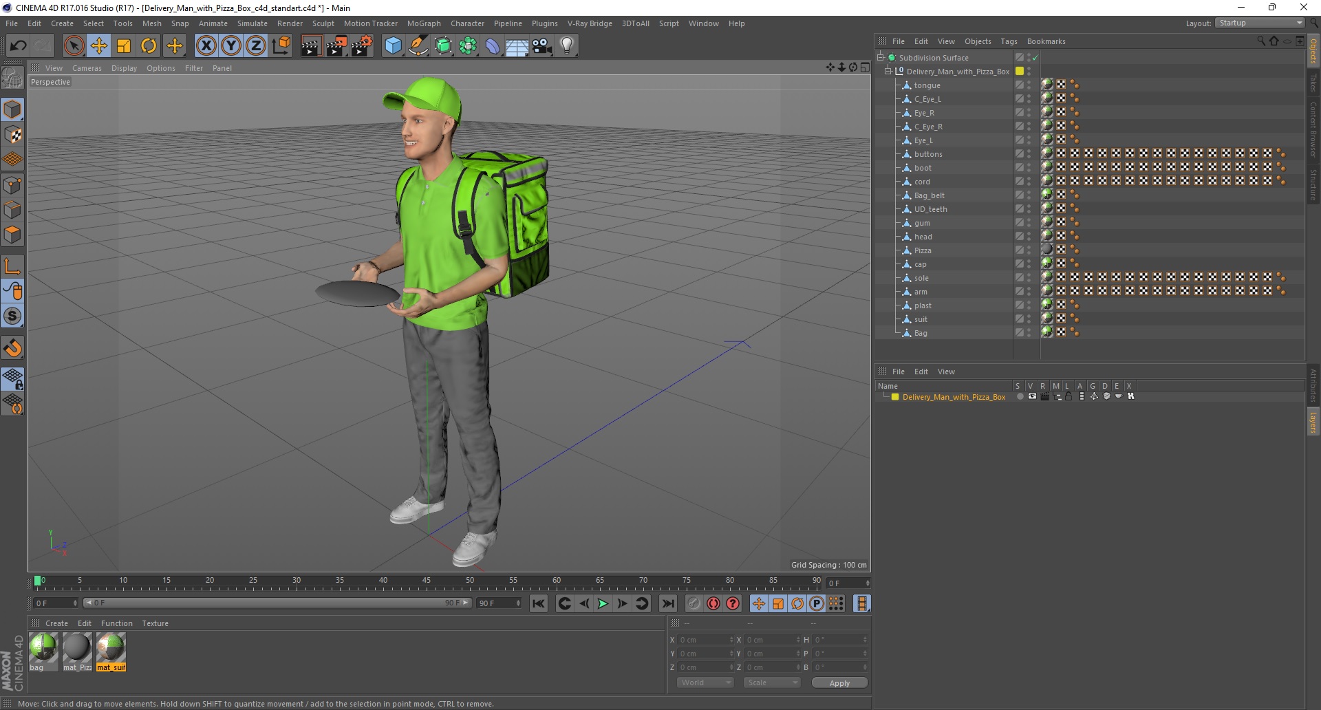 Delivery Man with Pizza Box 3D
