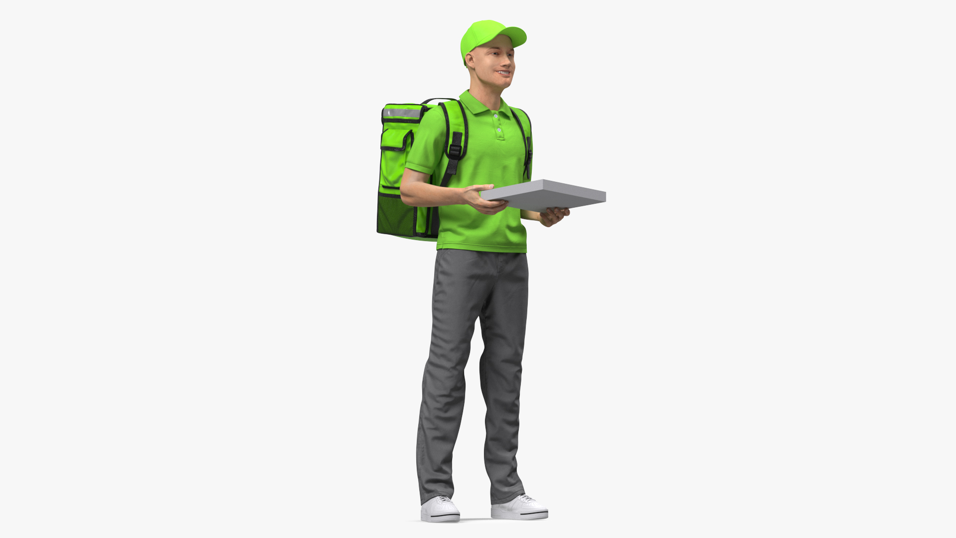 Delivery Man with Pizza Box 3D