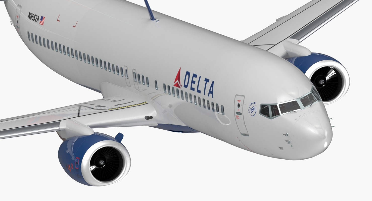 3D model Boeing 737 800 with Interior Delta Air Lines Rigged for Maya