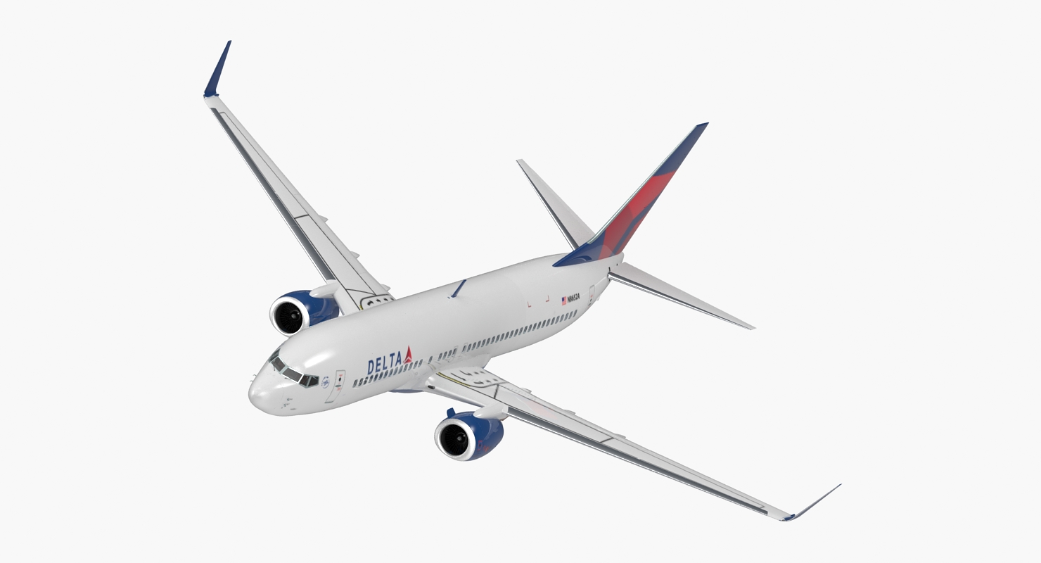3D model Boeing 737 800 with Interior Delta Air Lines Rigged for Maya
