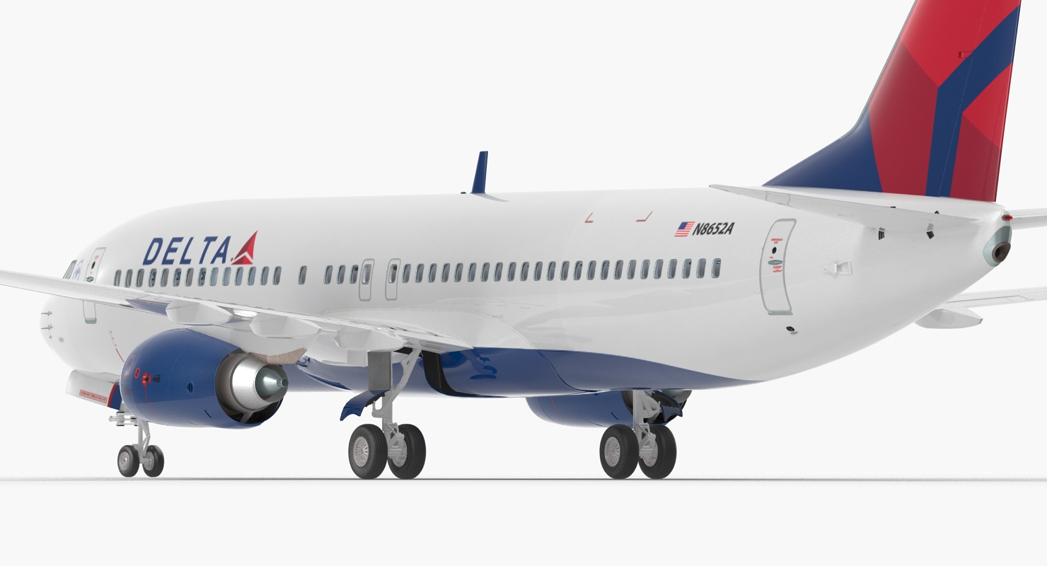 3D model Boeing 737 800 with Interior Delta Air Lines Rigged for Maya