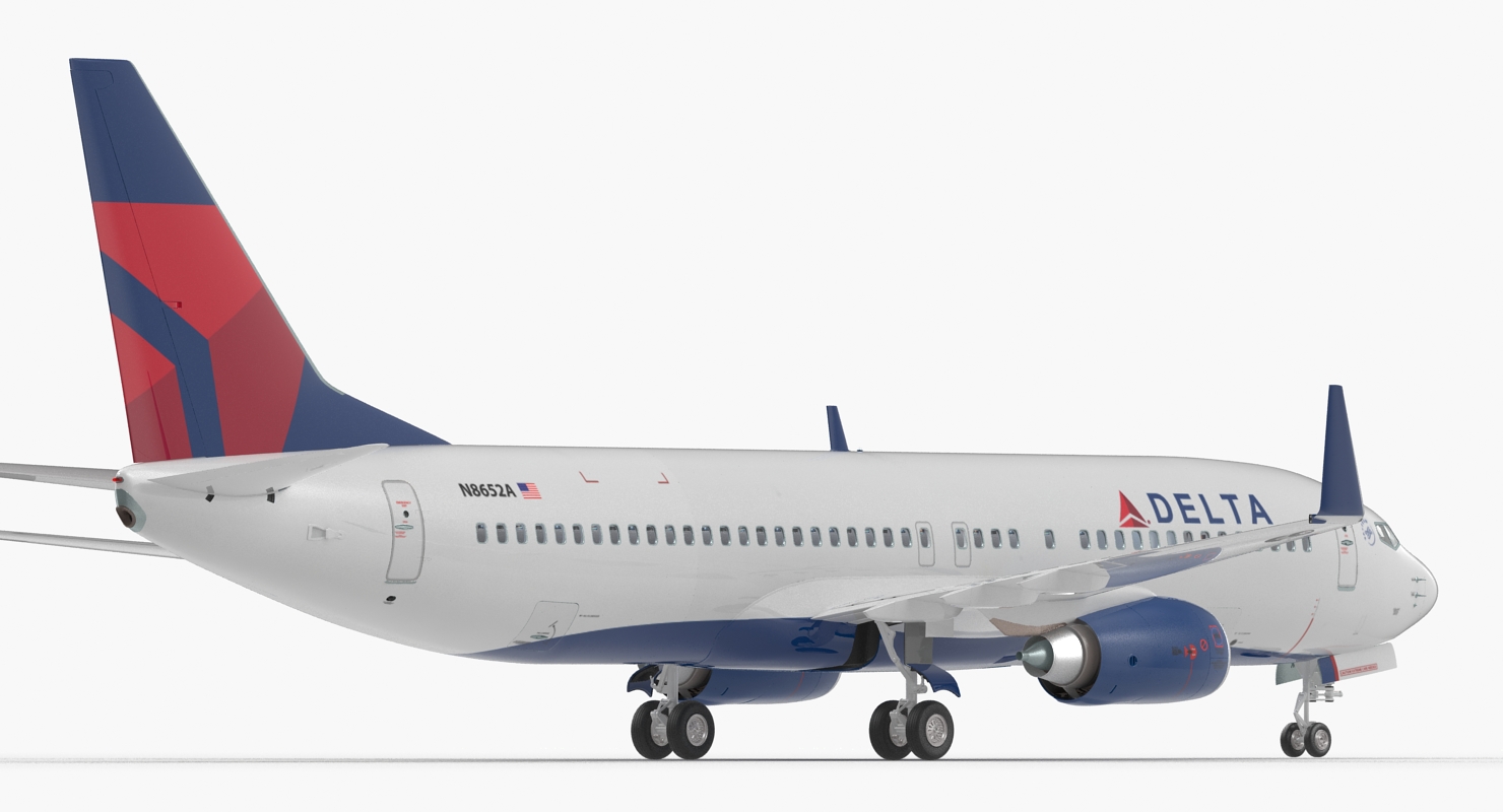 3D model Boeing 737 800 with Interior Delta Air Lines Rigged for Maya