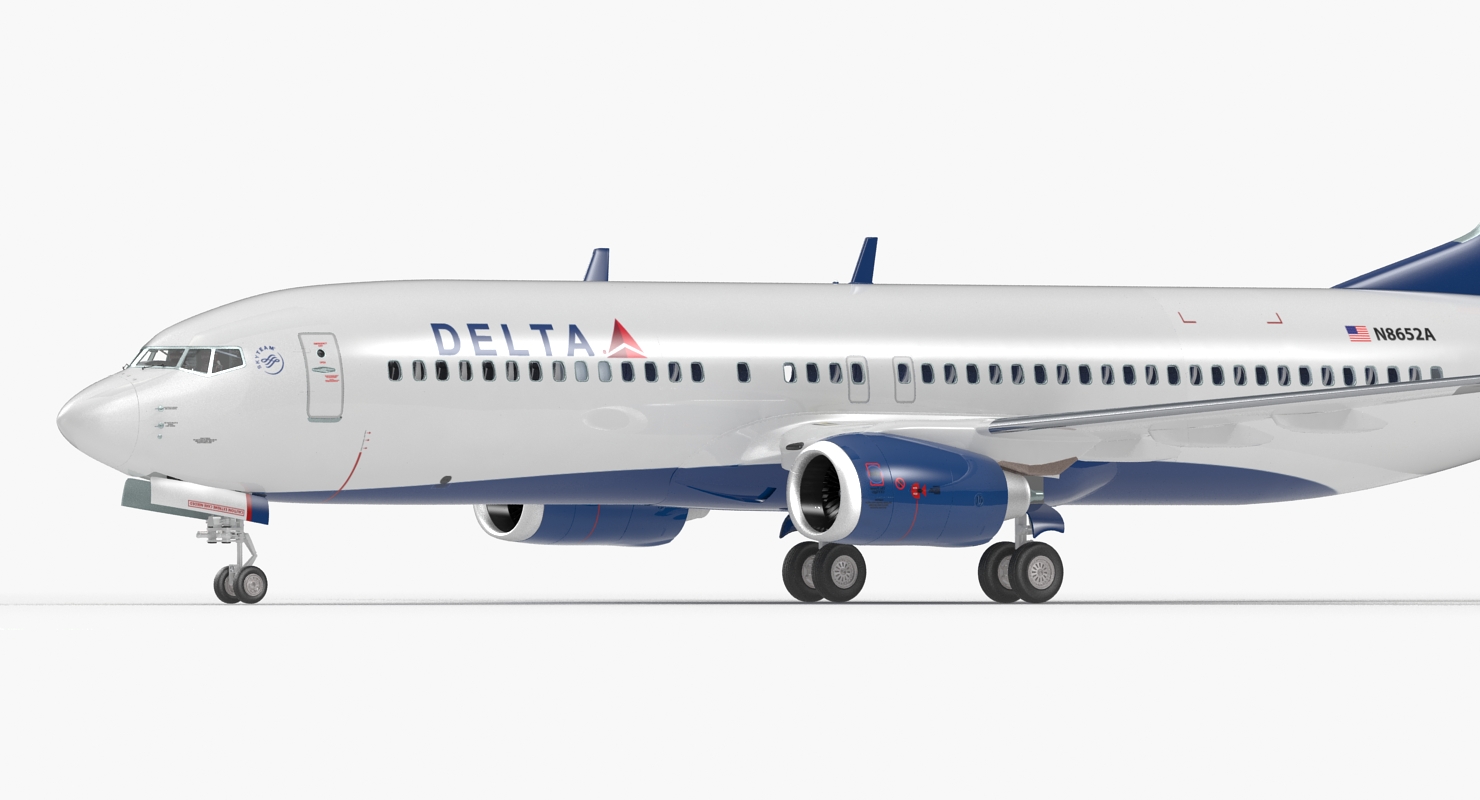 3D model Boeing 737 800 with Interior Delta Air Lines Rigged for Maya