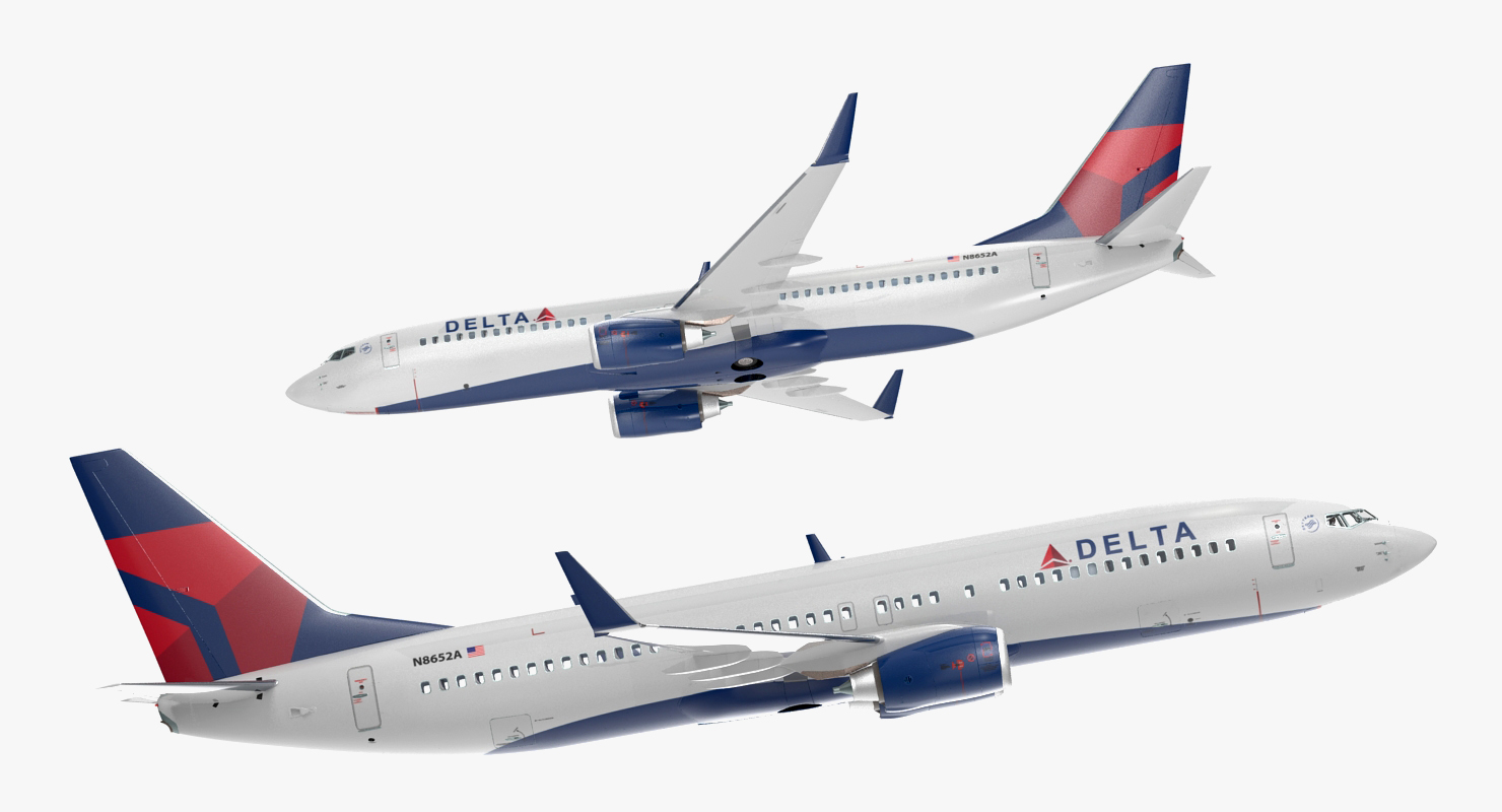 3D model Boeing 737 800 with Interior Delta Air Lines Rigged for Maya