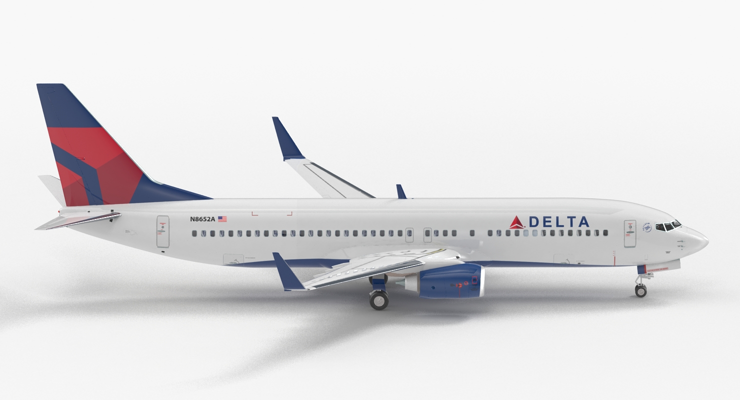 3D model Boeing 737 800 with Interior Delta Air Lines Rigged for Maya