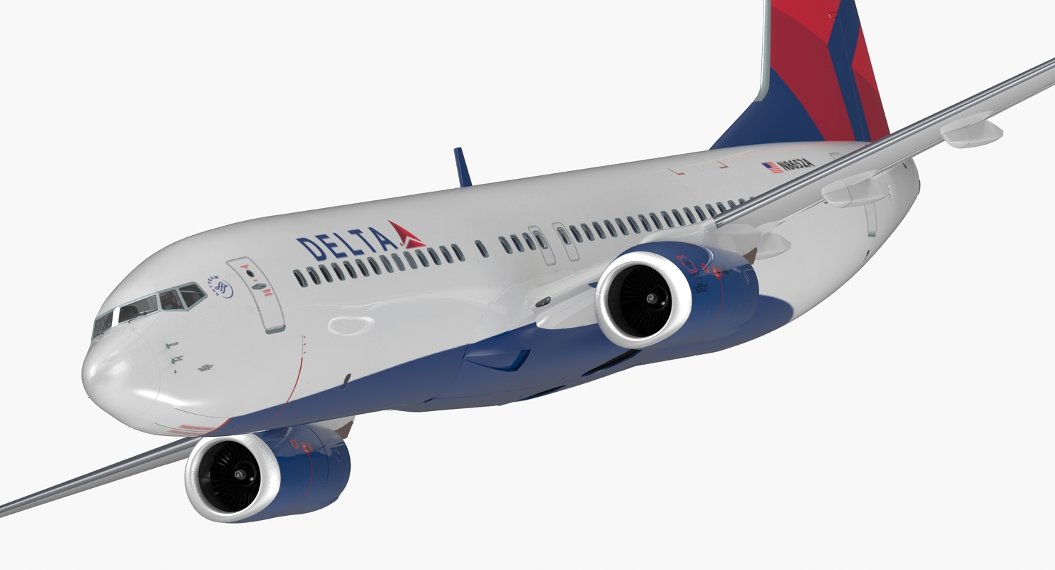 3D model Boeing 737 800 with Interior Delta Air Lines Rigged for Maya