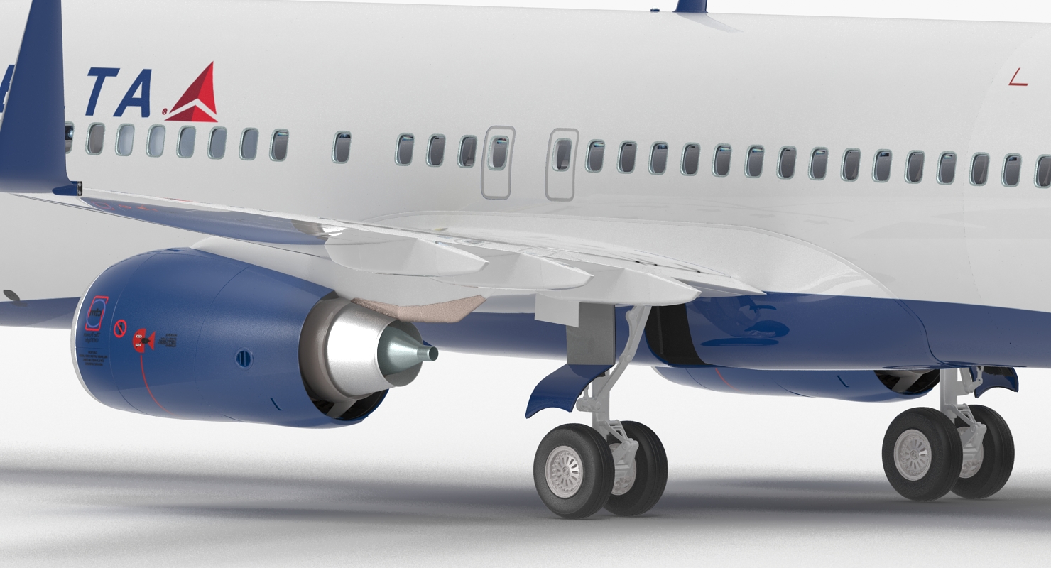 3D model Boeing 737 800 with Interior Delta Air Lines Rigged for Maya