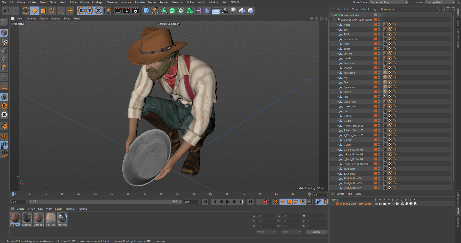 3D Working Gold Rush Miner model