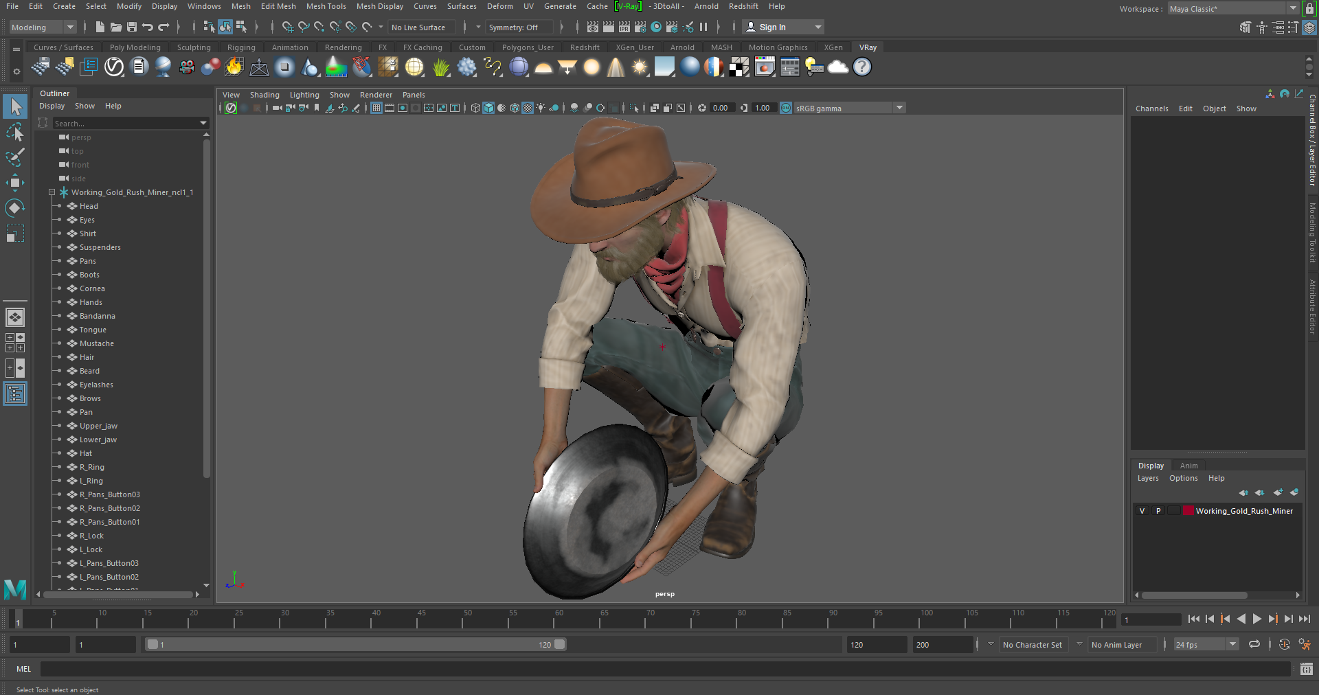 3D Working Gold Rush Miner model