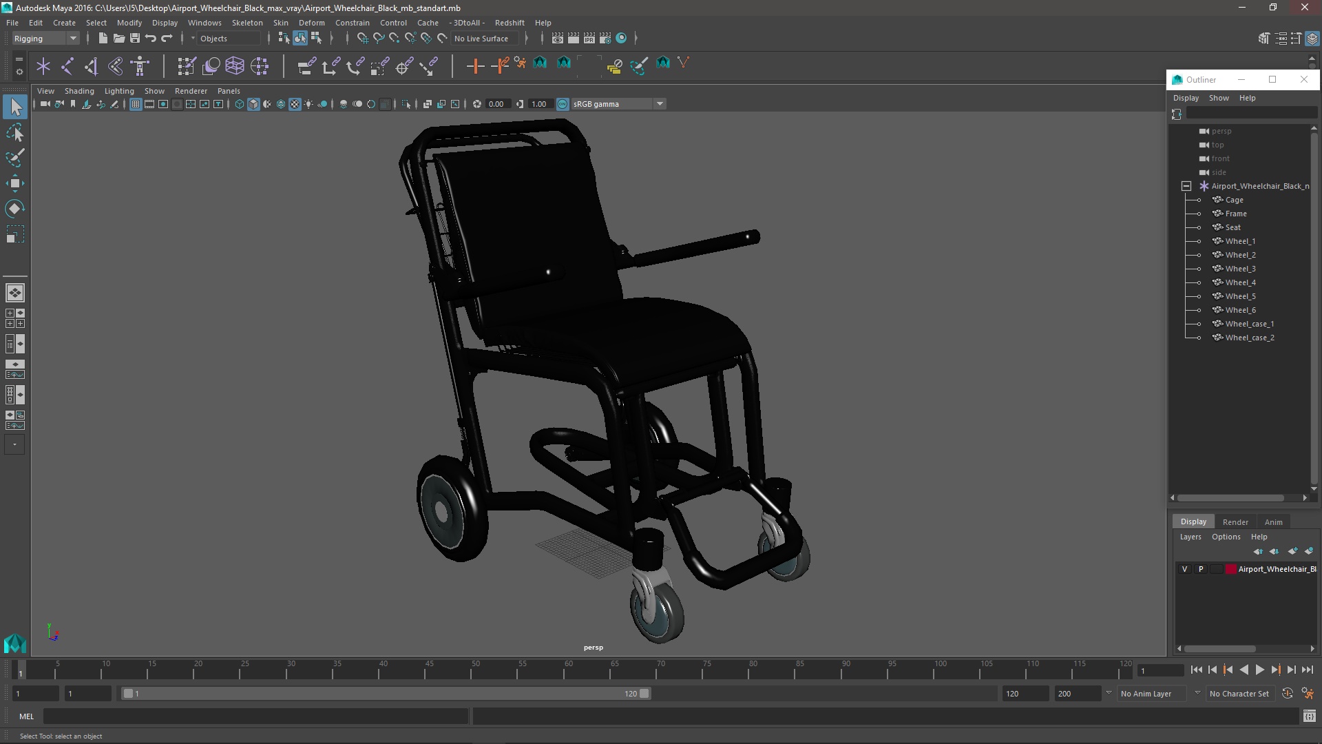 Airport Wheelchair Black 3D model