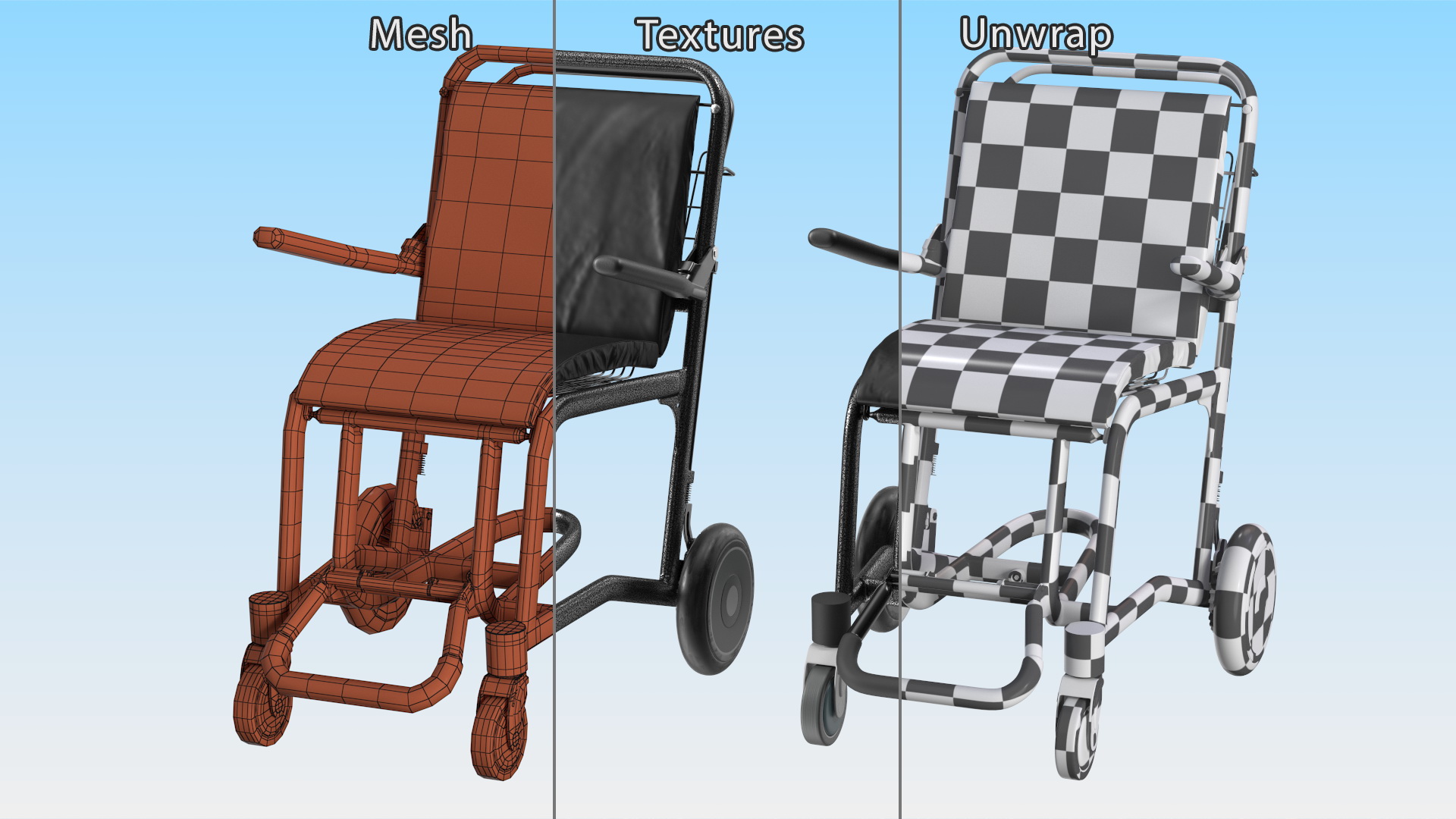 Airport Wheelchair Black 3D model