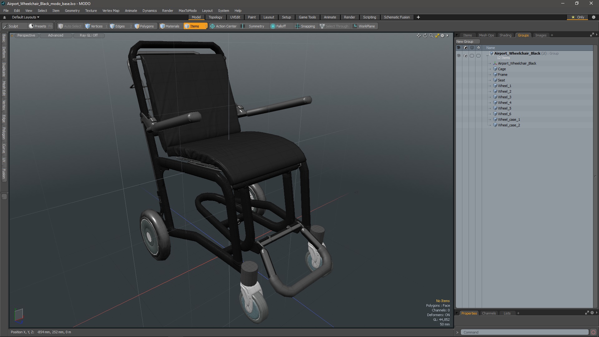 Airport Wheelchair Black 3D model