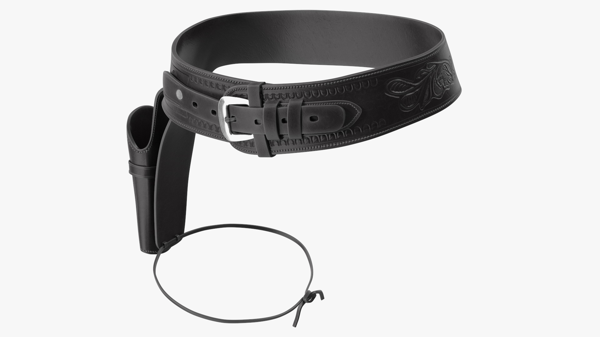 3D Western Gun Belt with Holster Leather Black model