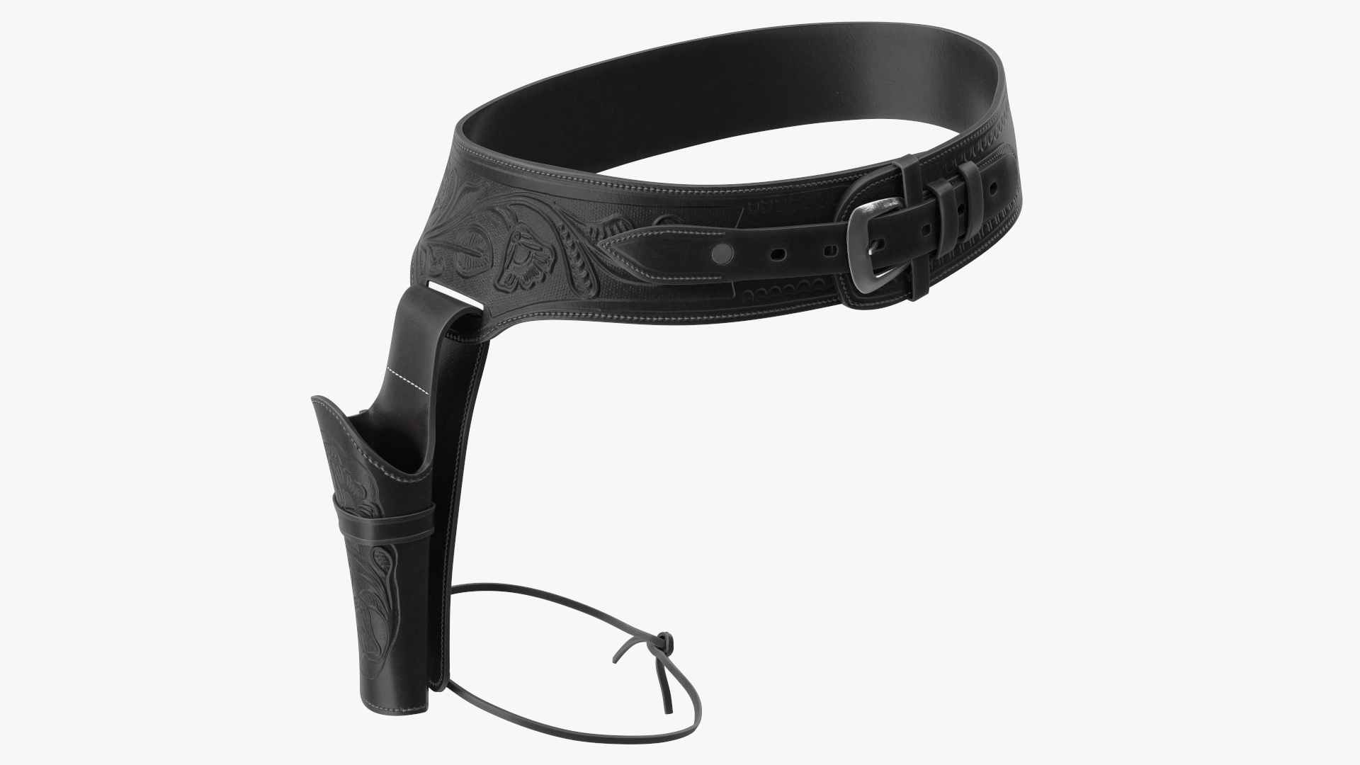 3D Western Gun Belt with Holster Leather Black model