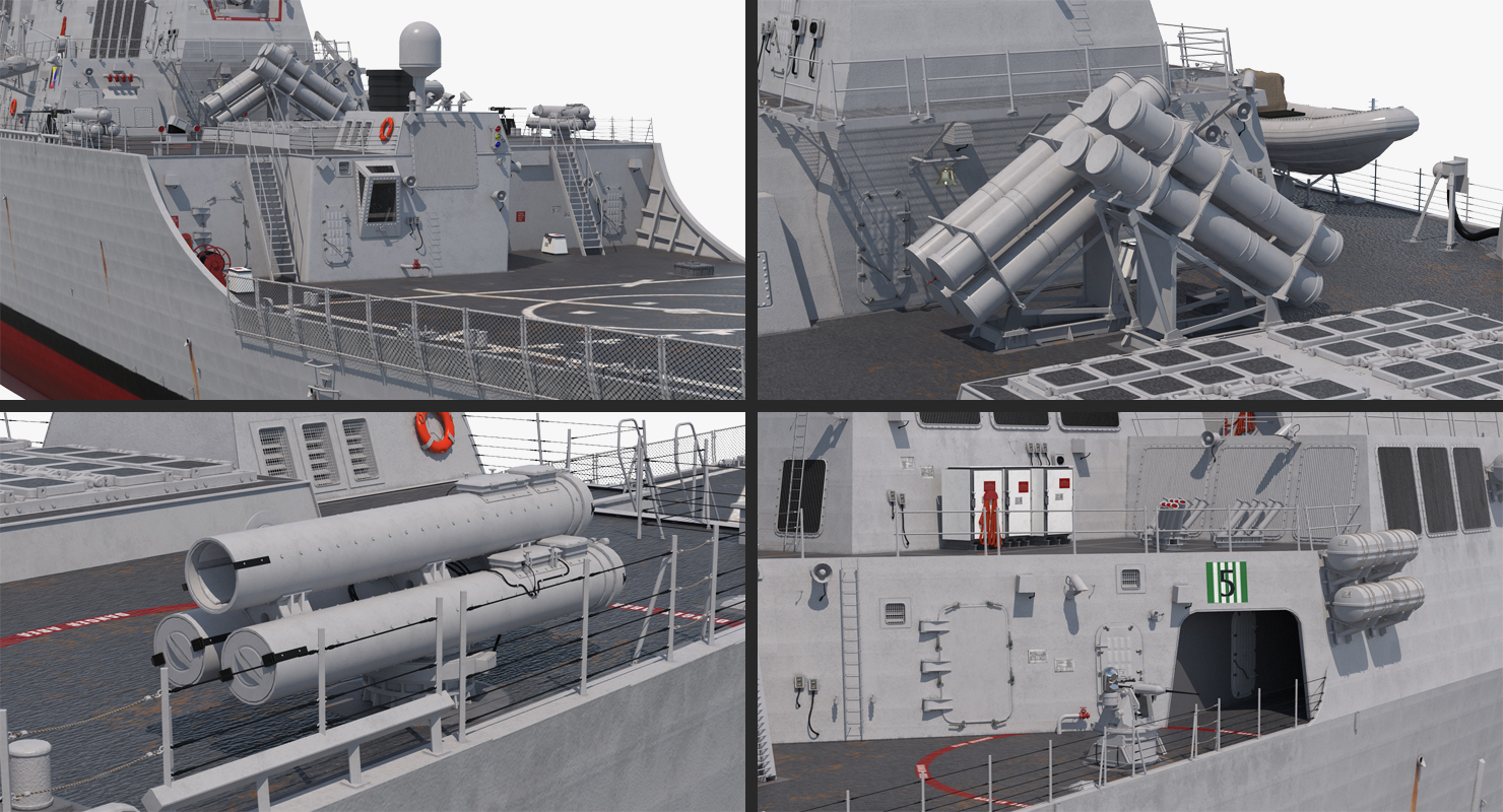 3D model Arleigh Burke Destroyer Decatur DDG 73 Rigged