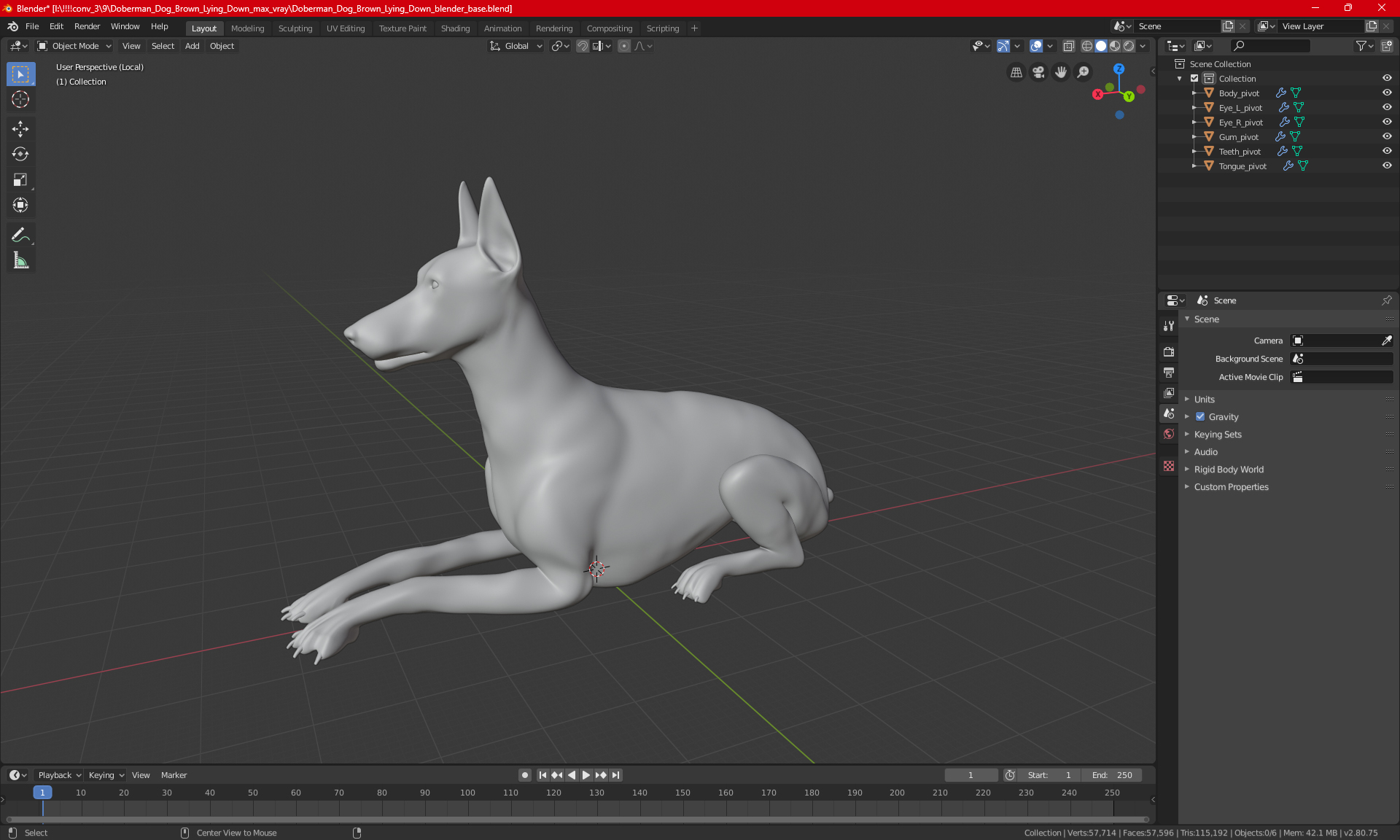 Doberman Pinscher Dog Lying Down 3D