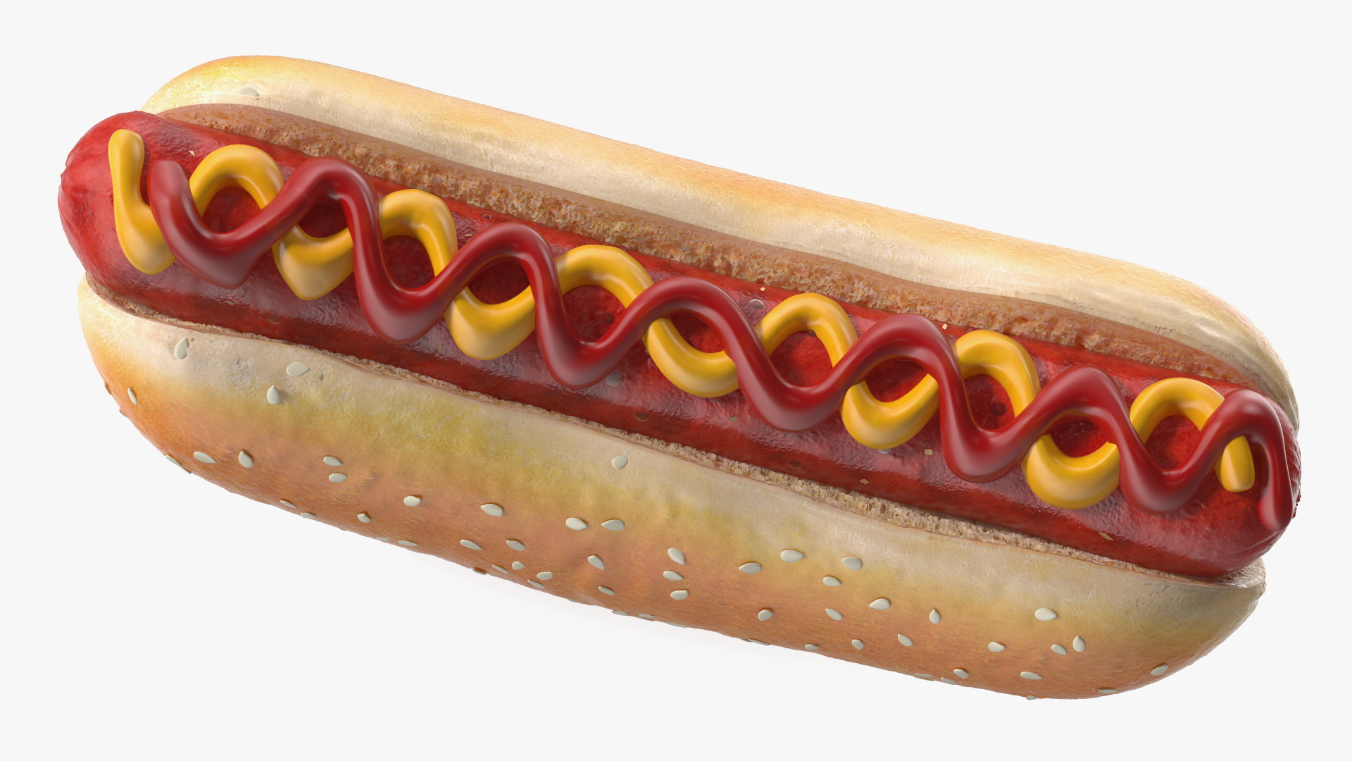 3D model Hot Dog with Ketchup Mustard Zigzag
