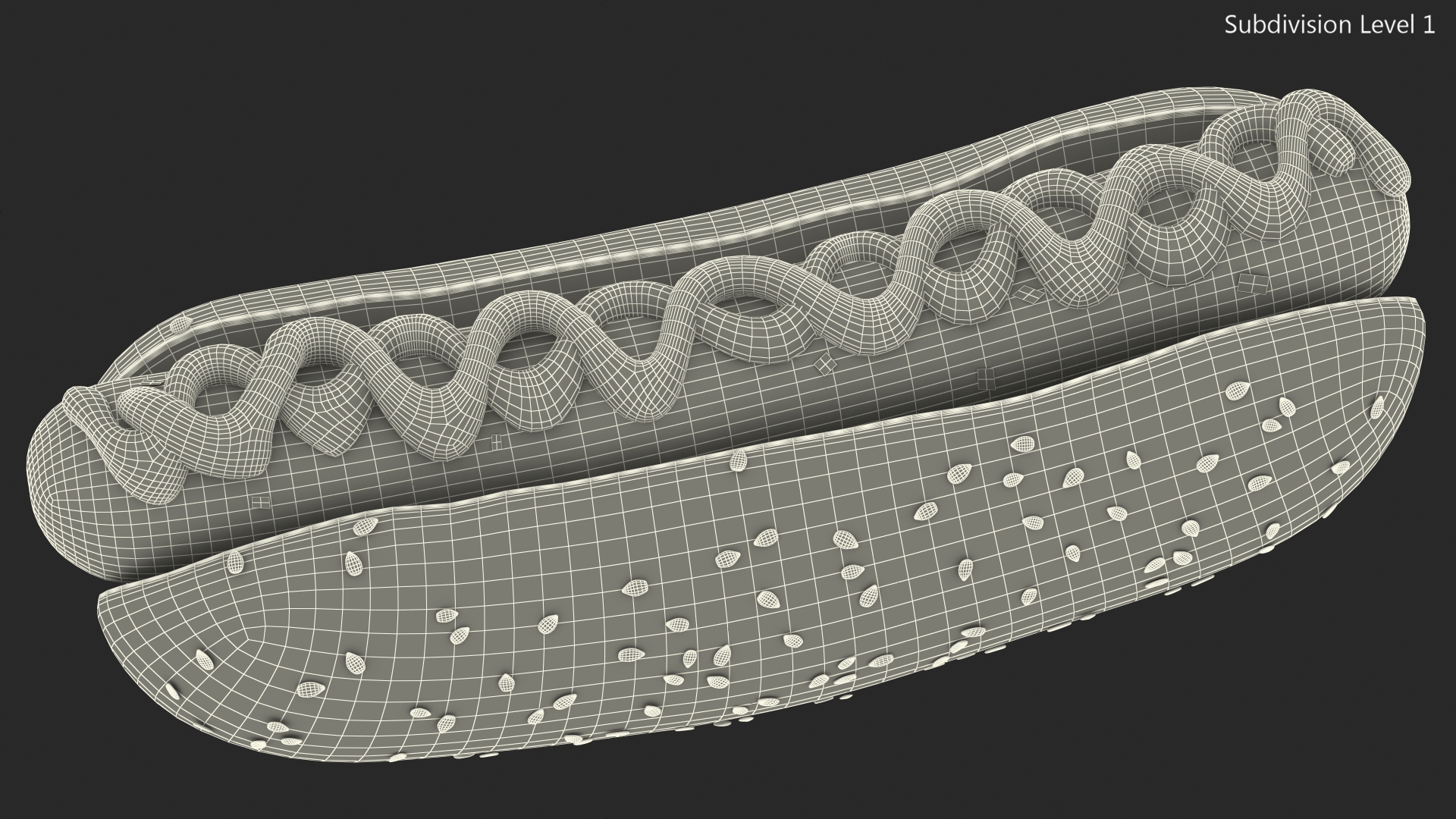 3D model Hot Dog with Ketchup Mustard Zigzag