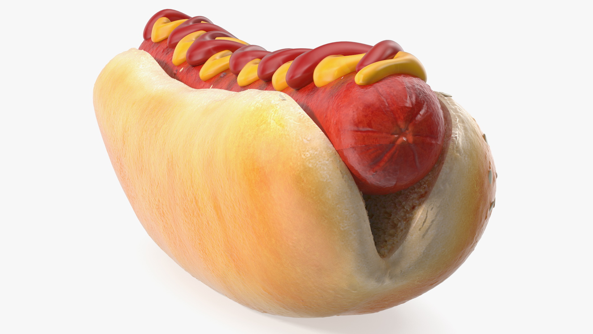 3D model Hot Dog with Ketchup Mustard Zigzag
