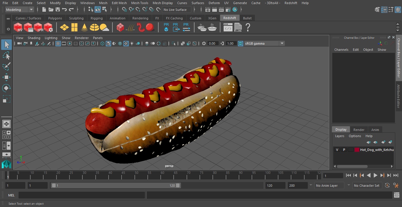 3D model Hot Dog with Ketchup Mustard Zigzag