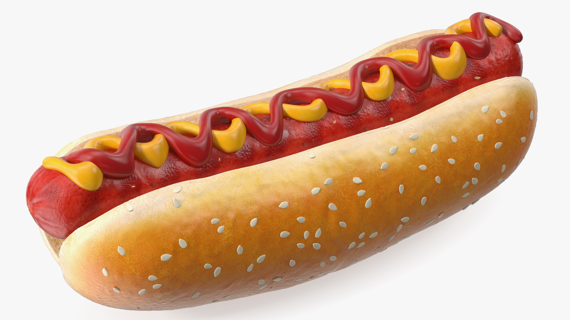 3D model Hot Dog with Ketchup Mustard Zigzag