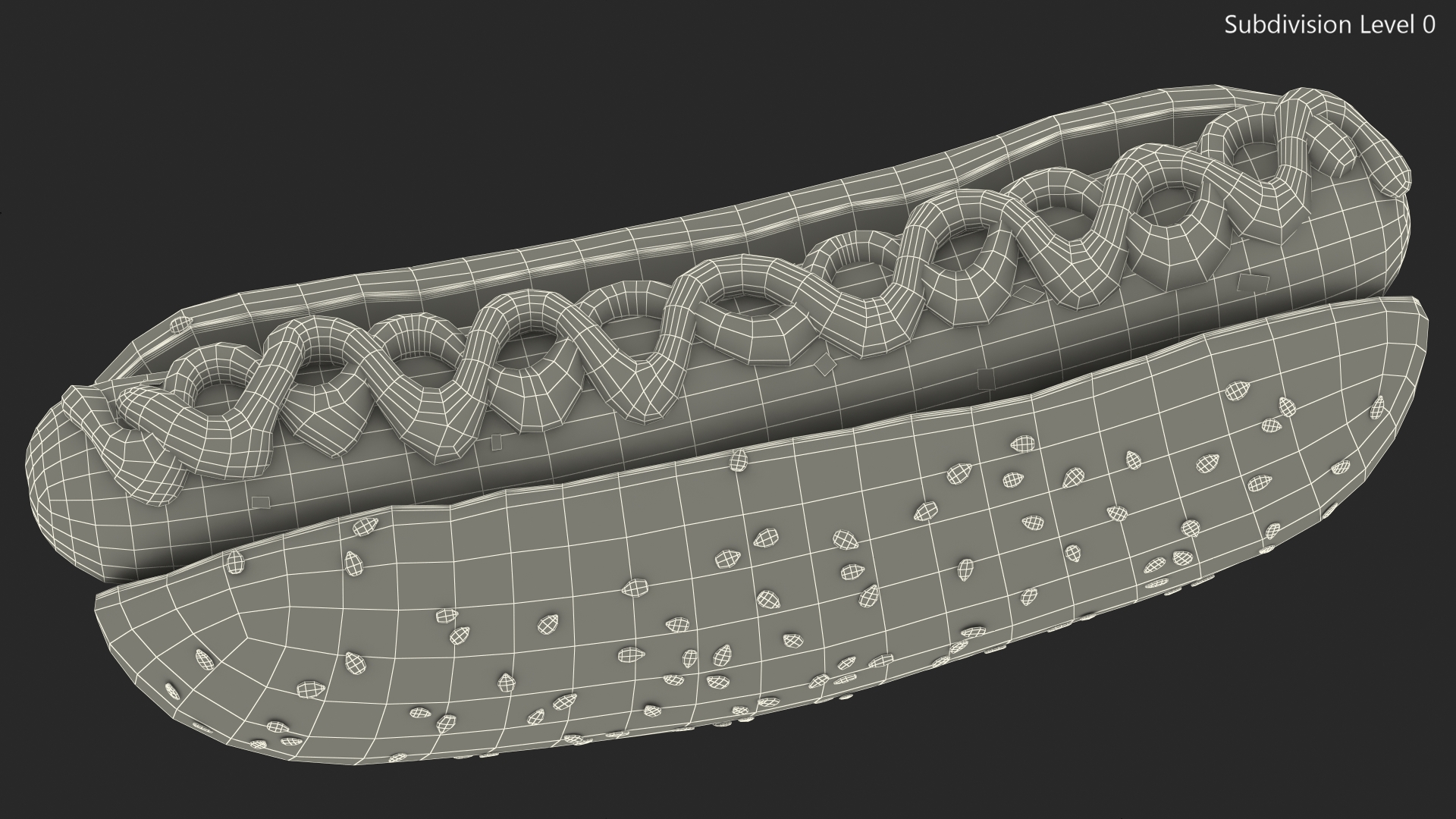 3D model Hot Dog with Ketchup Mustard Zigzag