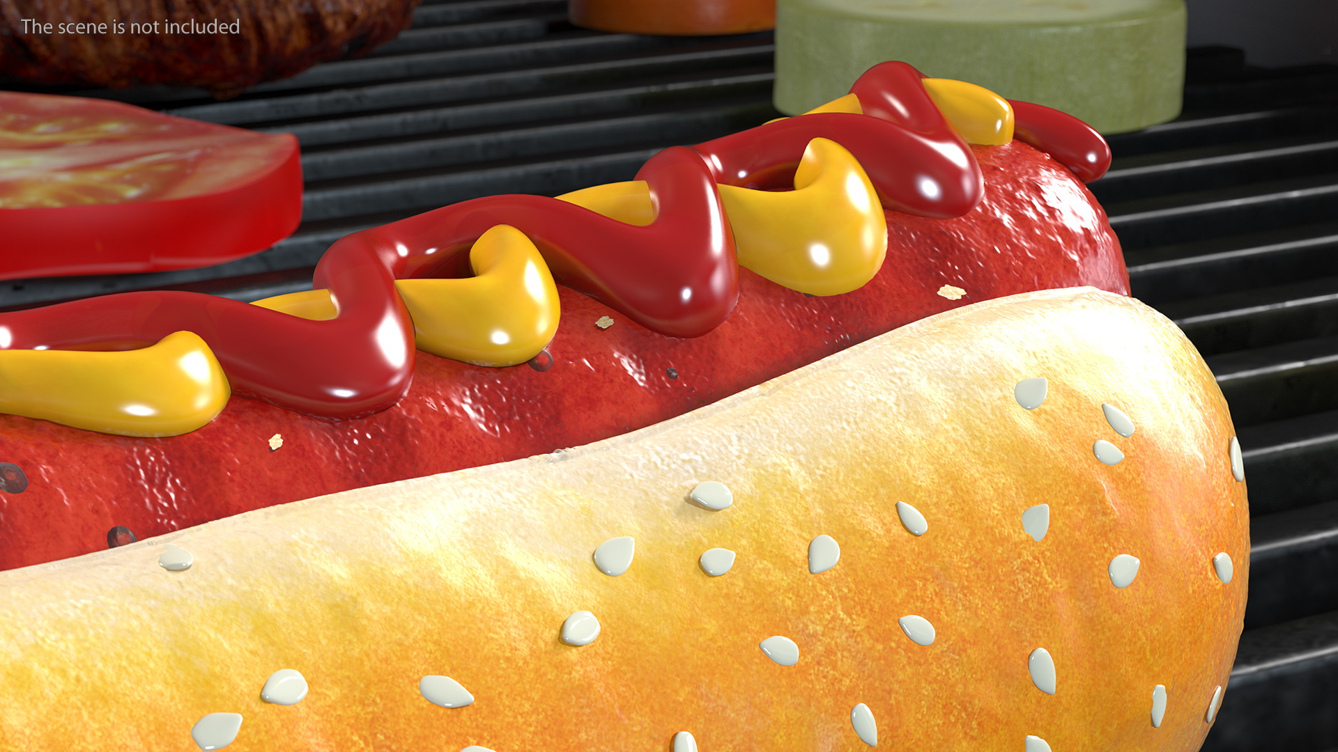 3D model Hot Dog with Ketchup Mustard Zigzag