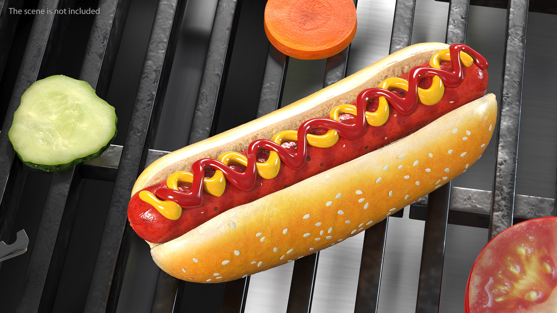 3D model Hot Dog with Ketchup Mustard Zigzag