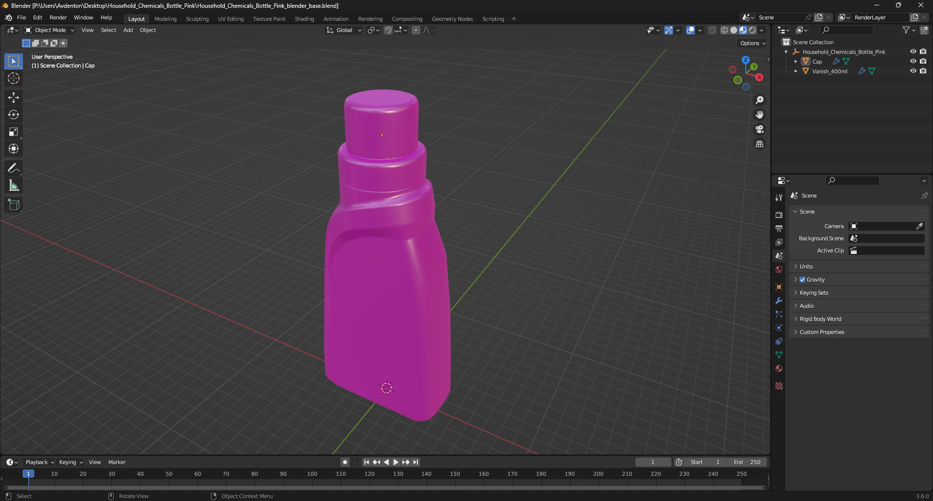 3D Household Chemicals Bottle Pink