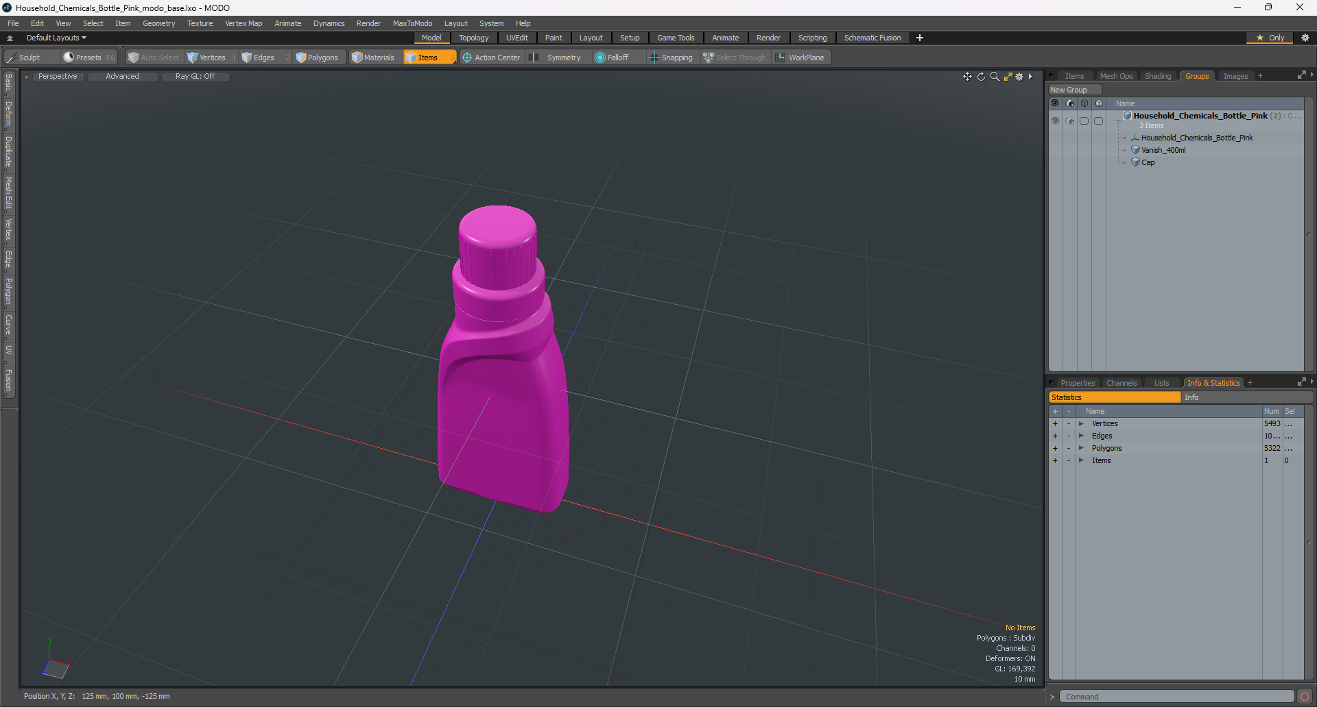 3D Household Chemicals Bottle Pink