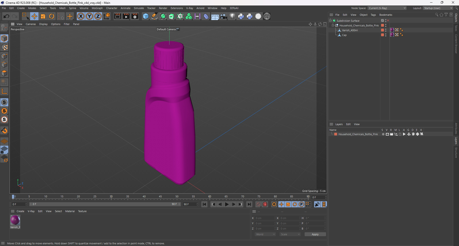 3D Household Chemicals Bottle Pink