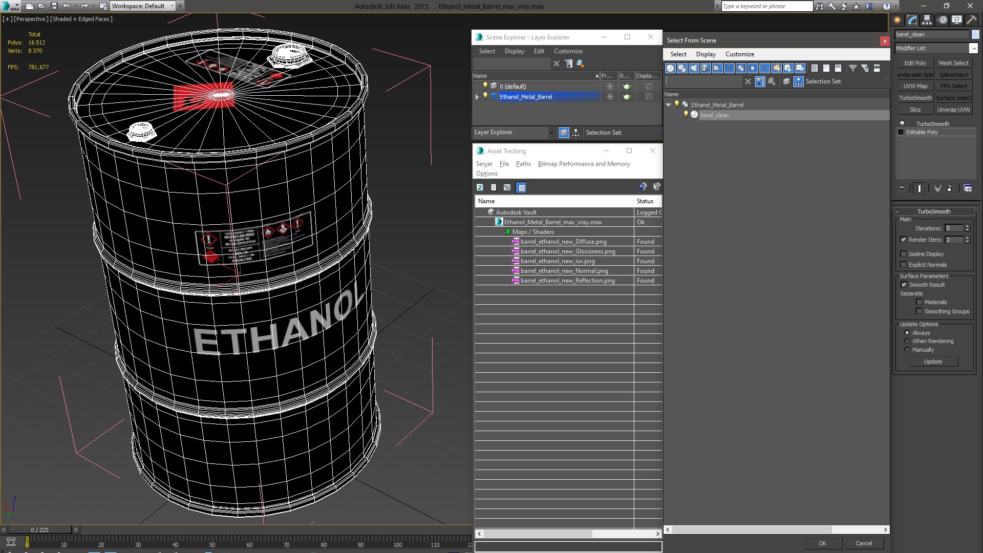 3D model Ethanol Metal Barrel