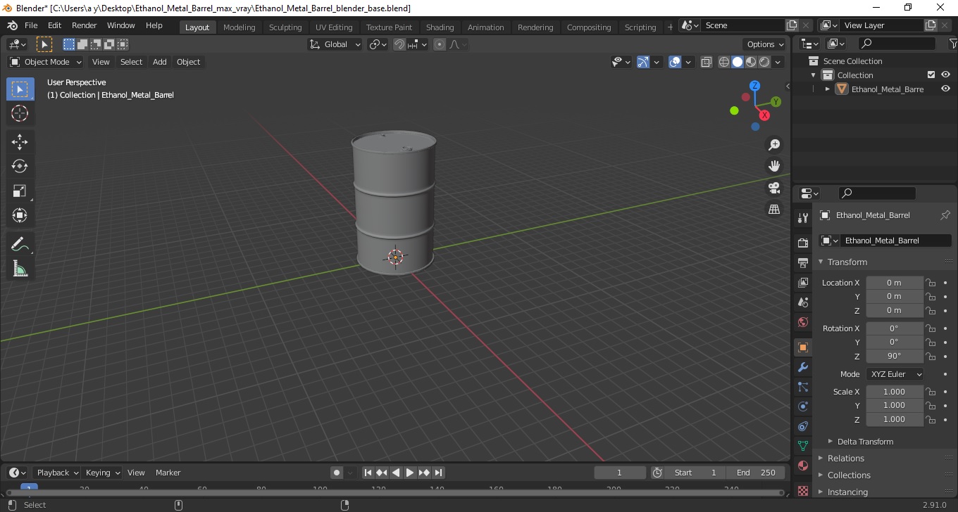 3D model Ethanol Metal Barrel