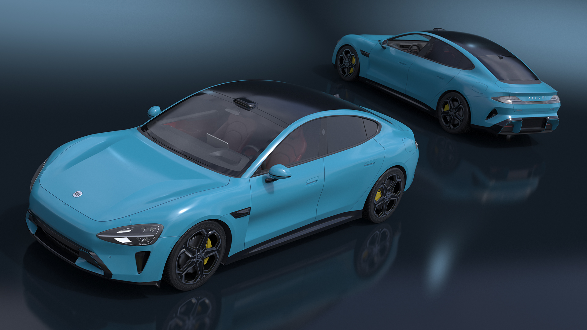 3D model Electric Car Xiaomi SU7 EV Car 2023 Aqua Blue