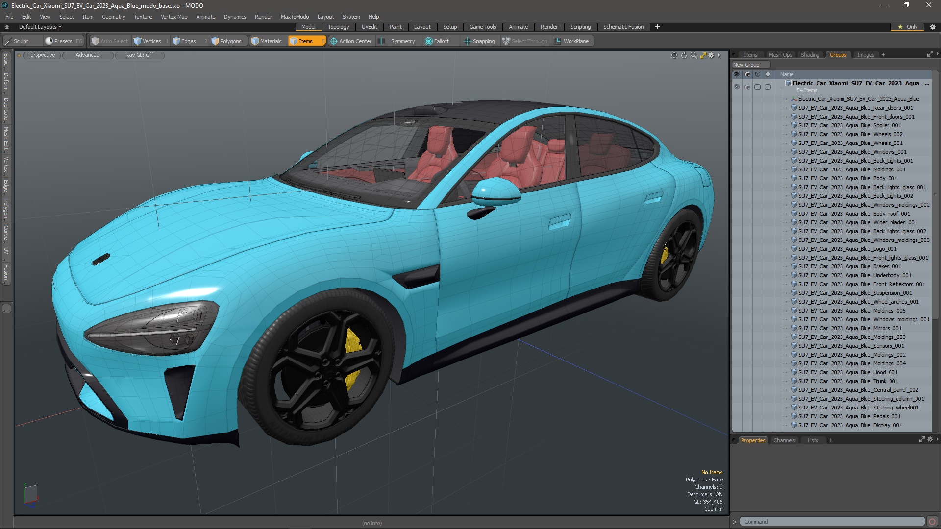 3D model Electric Car Xiaomi SU7 EV Car 2023 Aqua Blue