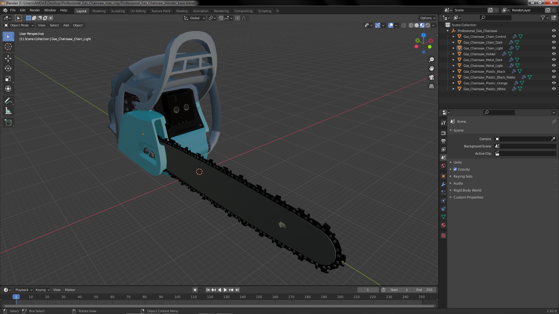 3D model Professional Gas Chainsaw