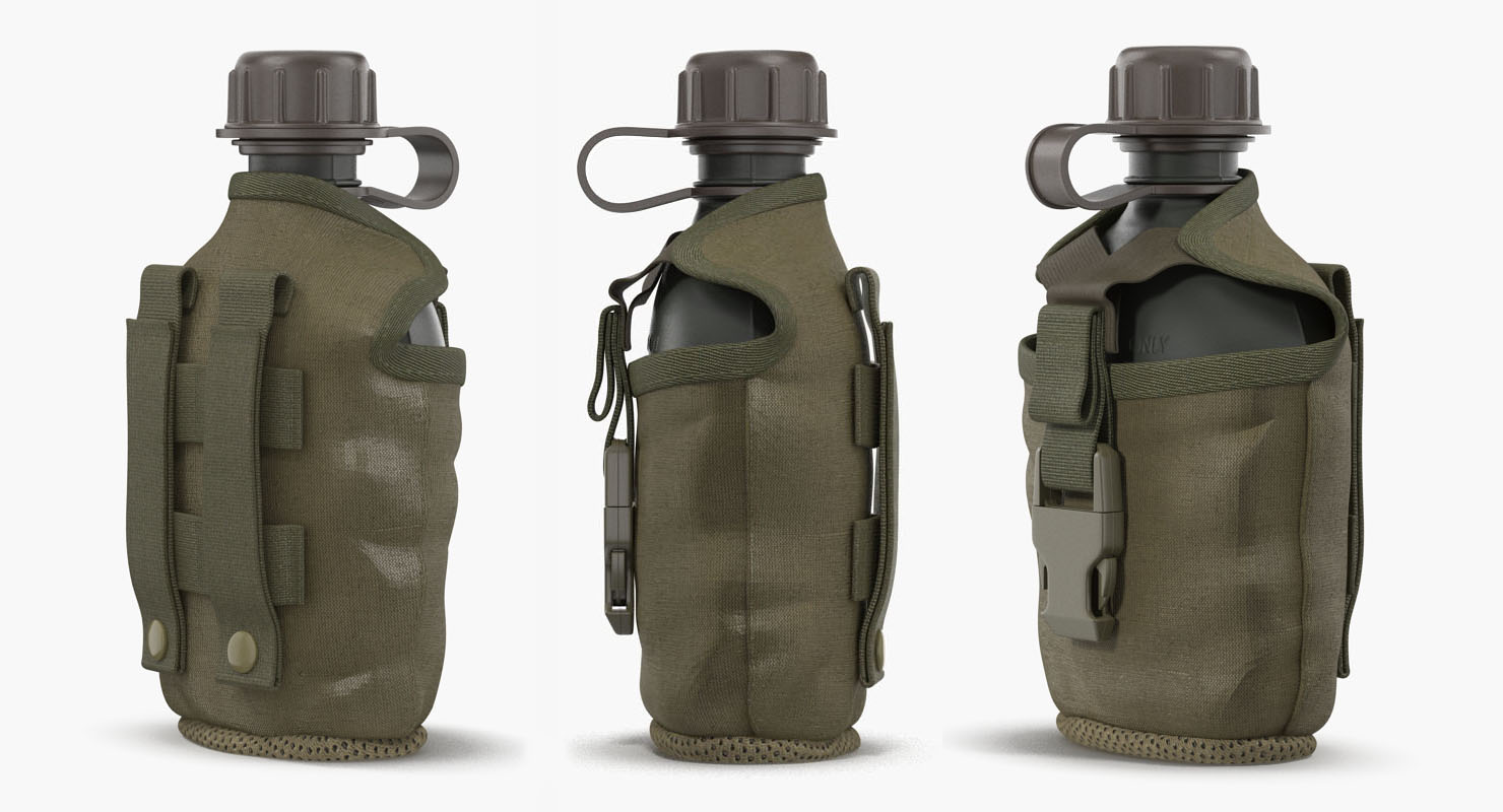 3D Outdoor Water Canteen Plastic Military model