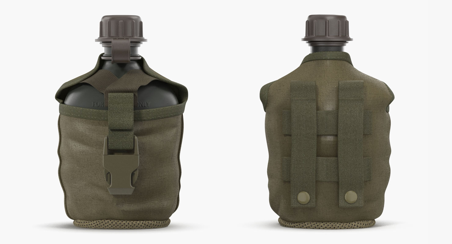 3D Outdoor Water Canteen Plastic Military model
