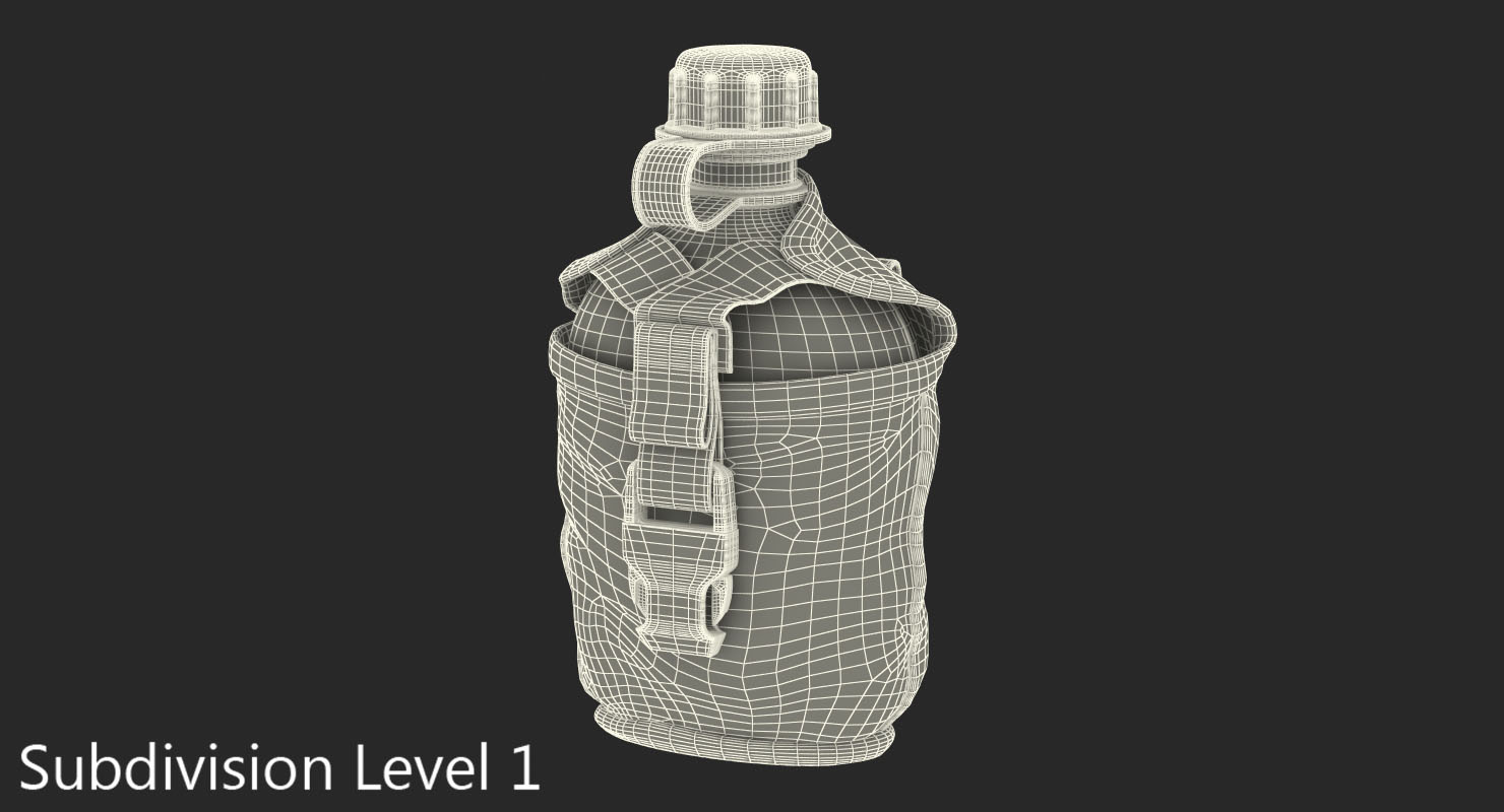 3D Outdoor Water Canteen Plastic Military model