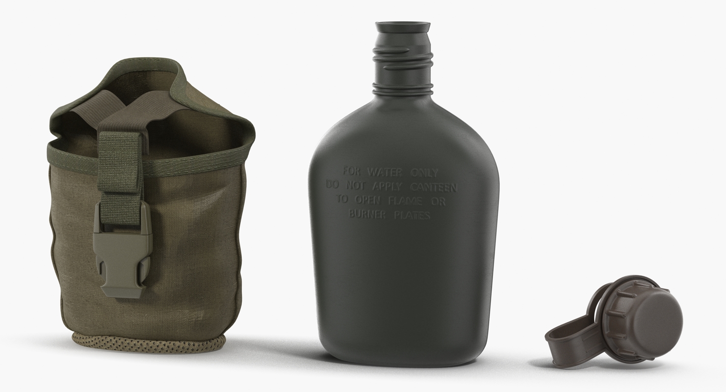 3D Outdoor Water Canteen Plastic Military model