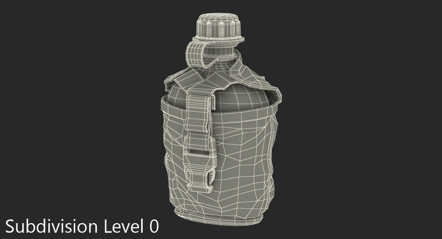 3D Outdoor Water Canteen Plastic Military model