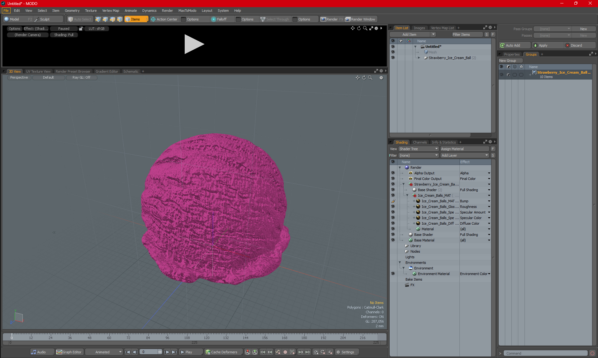 3D model Strawberry Ice Cream Ball
